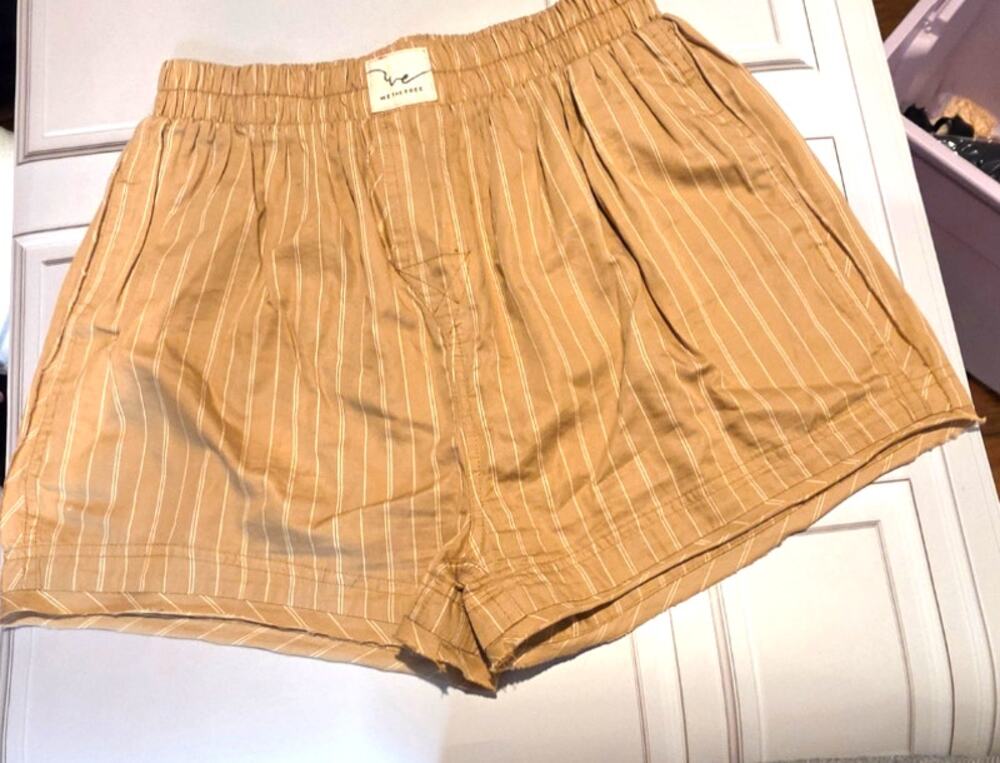Intimately Free People Tan Striped Cotton Blend Boxer Shorts Women's XS